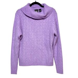 Lilac Coquette Angora Blend Cowl‎ Neck Sweater Womens Large Old Money Luxury